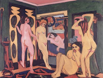 Badegäste in einem Raum, 1908 von Ernst Ludwig Kirchner